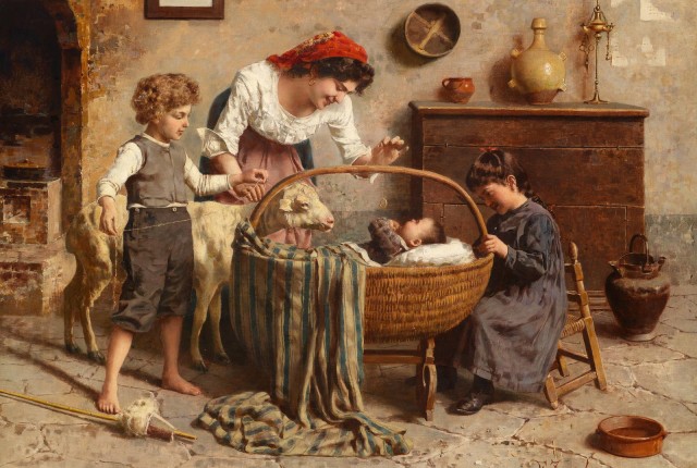 eugenio_zampighi_-_idyllic_family_scene_with_newborn