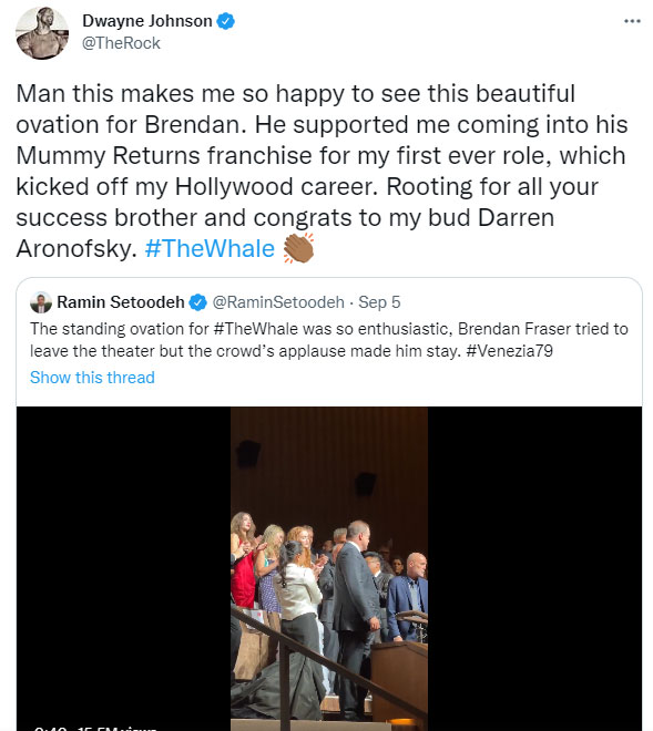 Dwayne The Rock Johnson showers adulation on Brendan Fraser: Photo