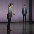 Cathy (Margo Seibert) bids Jamie (Zak Resnick) goodbye after their first date. At the same time, Jamie says goodbye to their relationship in Jason Robert Brown's acclaimed musical, The Last Five Years, now playing through June 5 at American Conservatory Theater's Geary Theater.