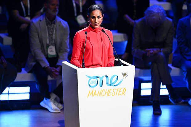 Meghan Markle Rocks Red Jumpsuit During One Young World Speech – Hollywood Life