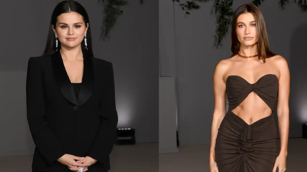 Selena Gomez and Hailey Bieber pose at the Academy Museum Gala