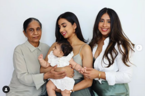 Gurkiran Kaur with her mother, sister, and baby
